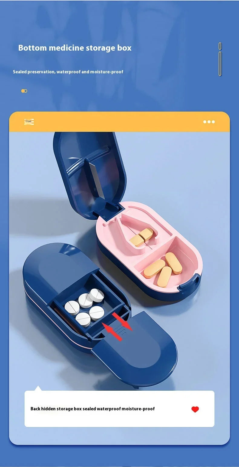 Medicine Pill Cutter Box Portable Drug Box Useful Grinder Splitter Medicine Pill Holder Tablet Cutter Splitter Divider Pill Case