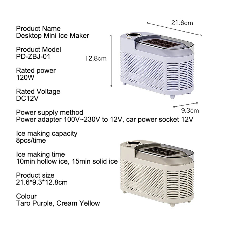 110V/220V Portable Small Ice Maker Mini Home Dormitory Office Camping 12V Car Cube Ice Automatic Ice Making Box Ice Machine