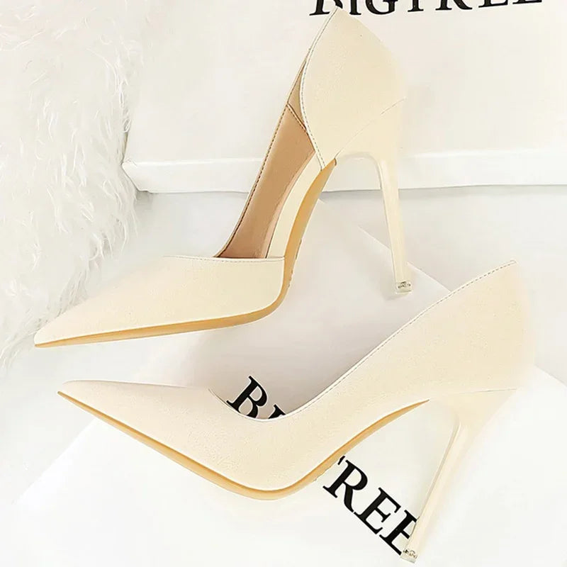 2025 New Women 11cm High Heels Wine Green Pumps Plus Size 34-43 Stripper Evening Orange Heels Lady Wedding Bridal Scarpins Shoes