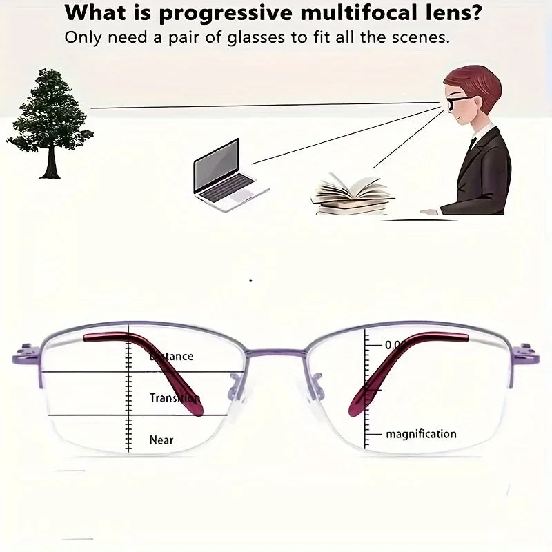 2026 Intelligent Zoom Progressive Multi-Functional Reading Glasses For Women Men Multifocal Anti-Blue Light Hyperopia Eyeglasses