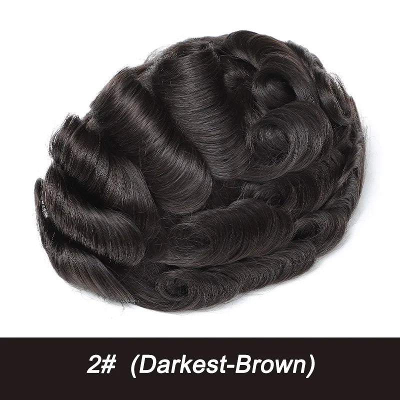 Permanent Curly Australia 25mm Men's Wigs Long-lasting Capillary Prosthesis Natural Human Hair Wigs Exhuast Hair System for Man