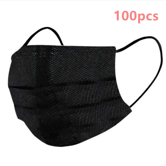 100-200pcs Black Kid Disposable Protective Mask 3 Layer Nonwoven Kids Filter Hygiene Thicken Children's Cartoon Face Mouth Masks