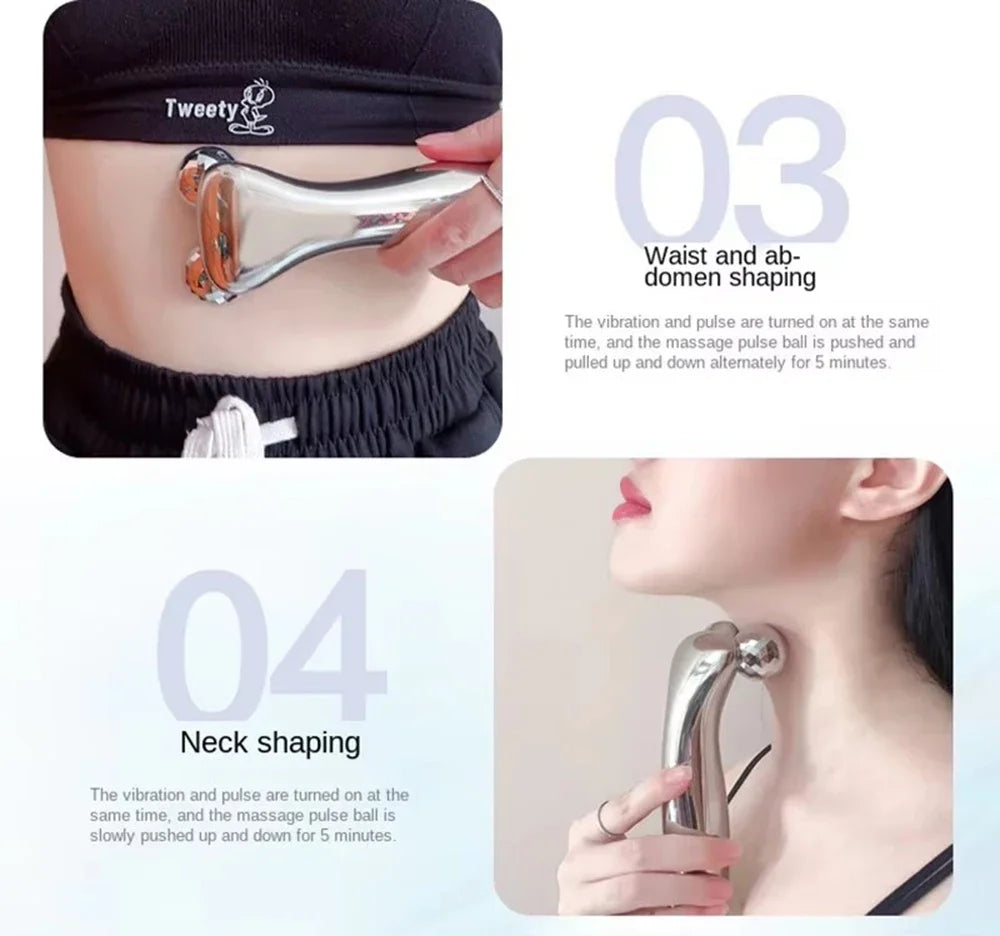 Electric Facial Micro-current Beauty Instrument LED Display Face Lift Roller Massager Skin Tighten Massage Beauty Devices