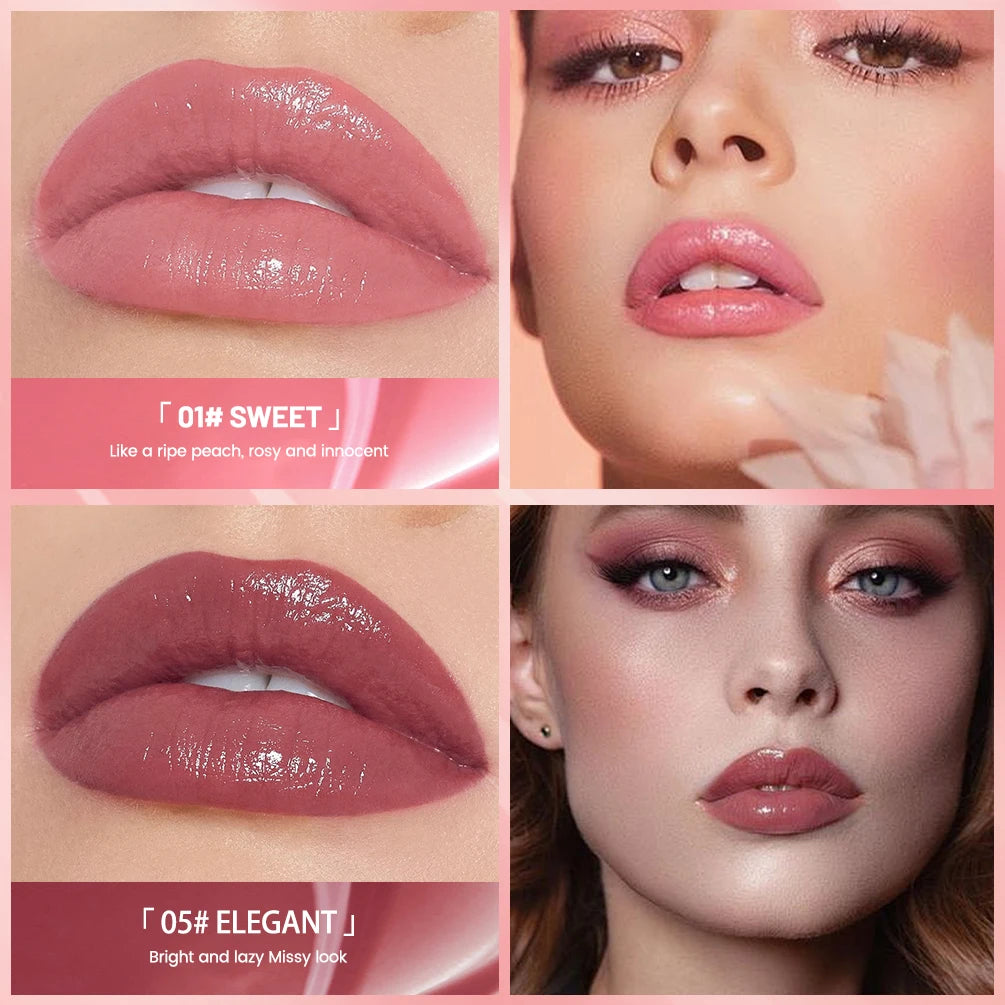 QIBEST Watery Gloss Lip Glaze Moisturizing Long Lasting Sexy Red Liquid Lipstick Mirror Glossy Lip Gloss Tint Cosmetic For Women