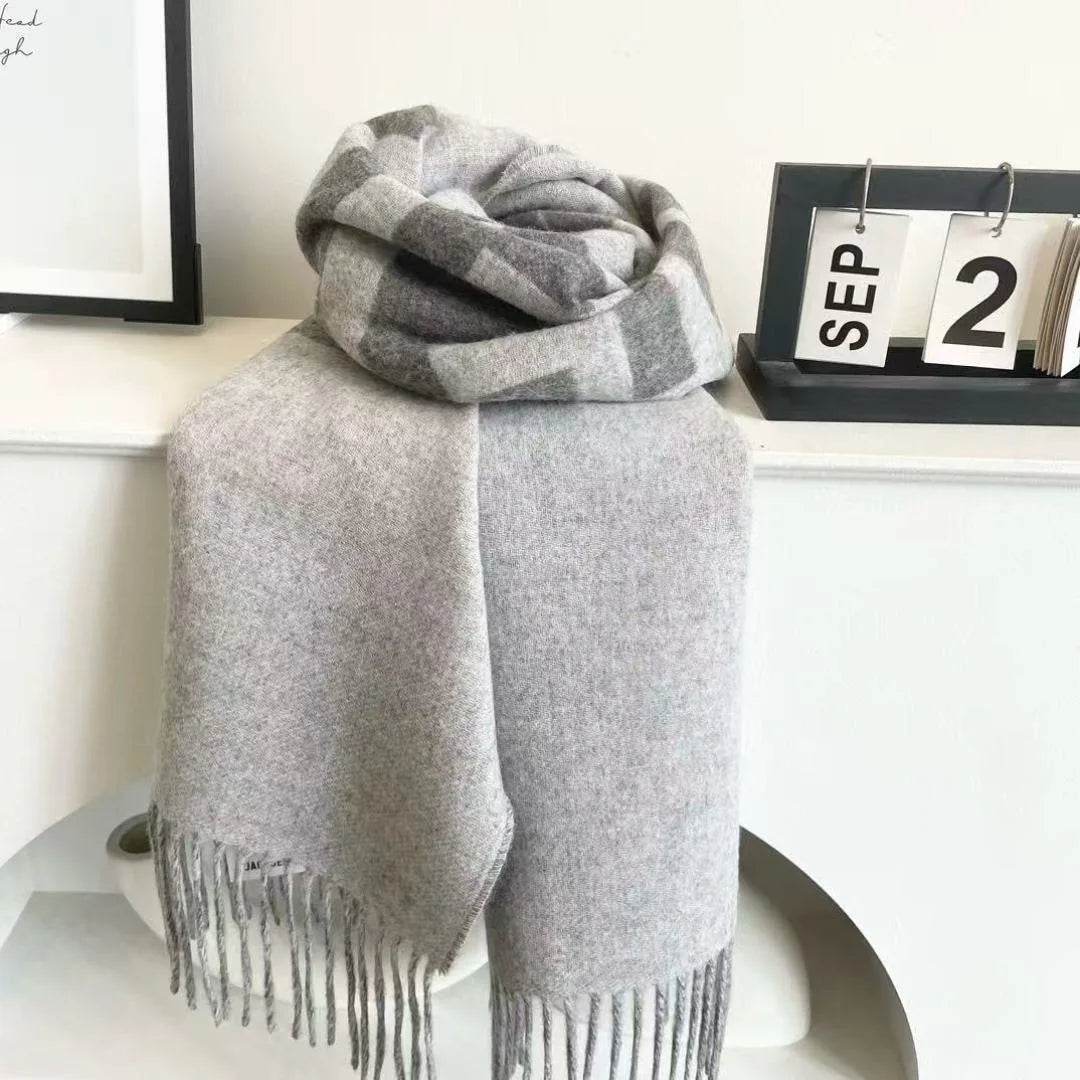 Windproof scarf winter warm cashmere shawl, cashmere scarf, thick and warm with letter design high-quality and fashionable st