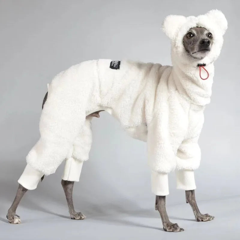 Winter Dog Clothes Autumn Four-legged Dogs Clothes Warm Fleece Thickened Greyhound Clothing Hoodie Hat Adjustable Dogs Costume