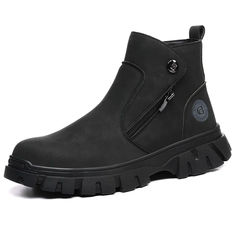 Steel Toe Work Boots side zipper anti-slip work shoes  Anti-Smash Anti Puncture industrial construction waterproof safety shoes