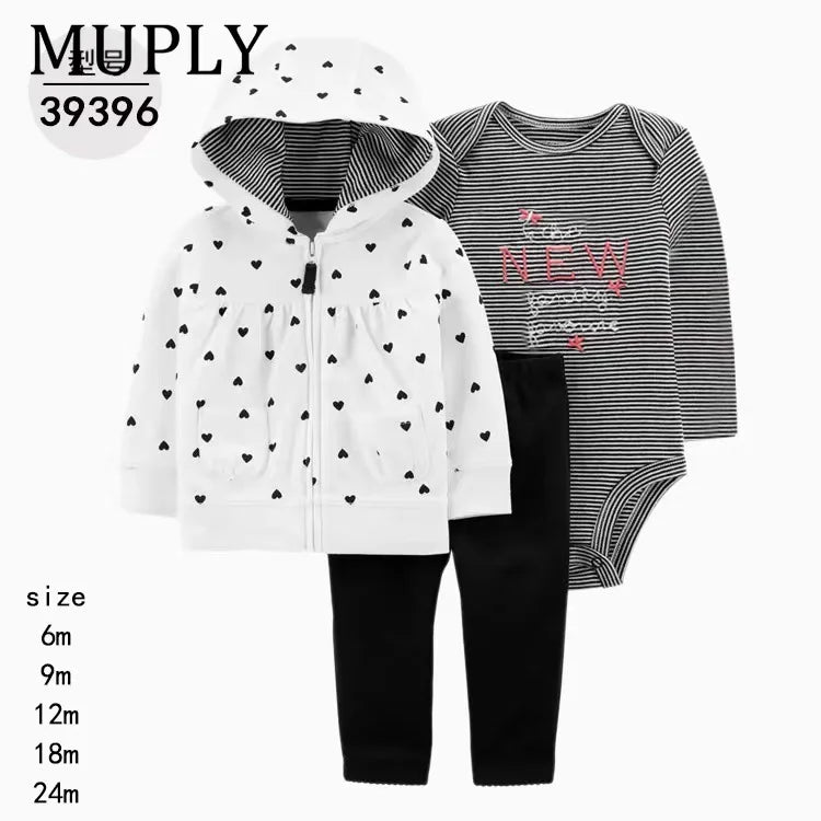 3-piece Suit Summer Baby Clothes Sets Baby Short Sleeve Shorts Cover Clothes Cute Girls Bebe Children Cotton 100% Clothing 6-24M