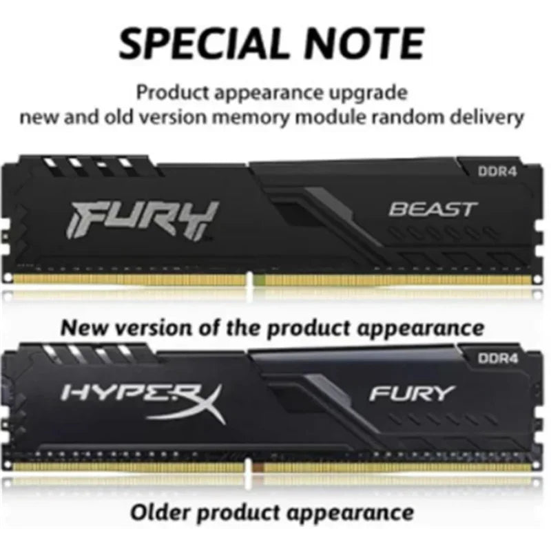 HyperX Fury DDR4 Ram 8GB 16GB 32GB 3600MHz 3200MHz 2666MHz 2400MHz 2133MHz DRAM DIMM 288Pin For Desktop Computer