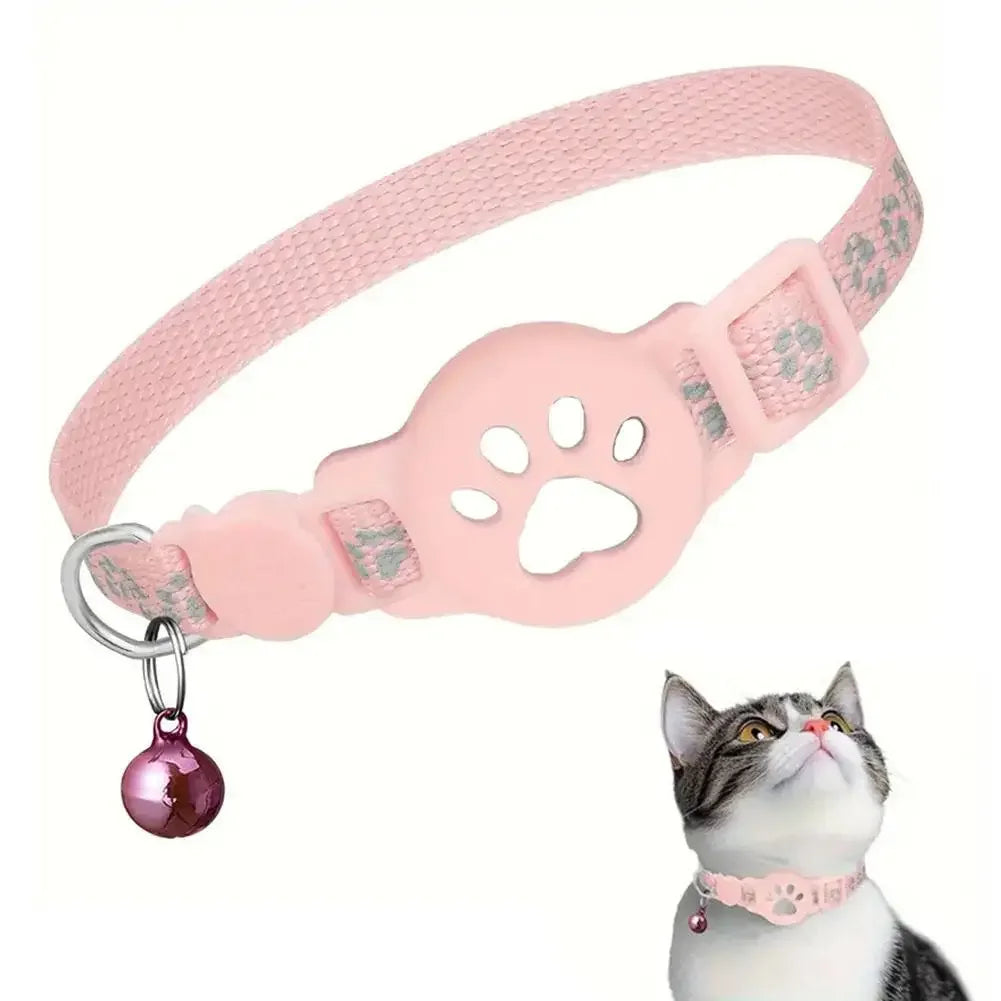 GPS Cat Collar with Reflective Strap, Mini Real Time Pet Location Device, Waterproof Anti Lost Finder for Outdoor Kitten S7X8