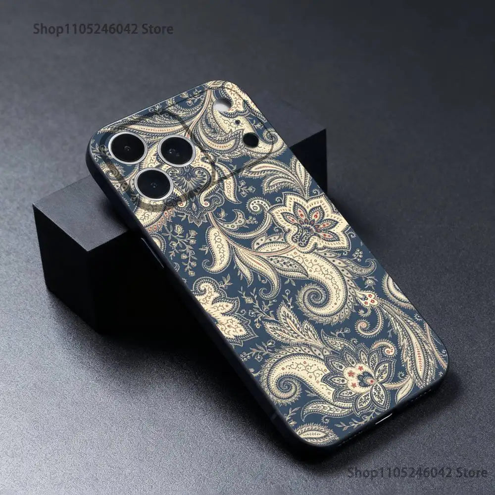 Bandana Pattern Phone Case For iPhone 17,16,15,14,13,12,11,Pro,XS,Max,XR,Plus,E,SE4,Mini Black Soft Cover