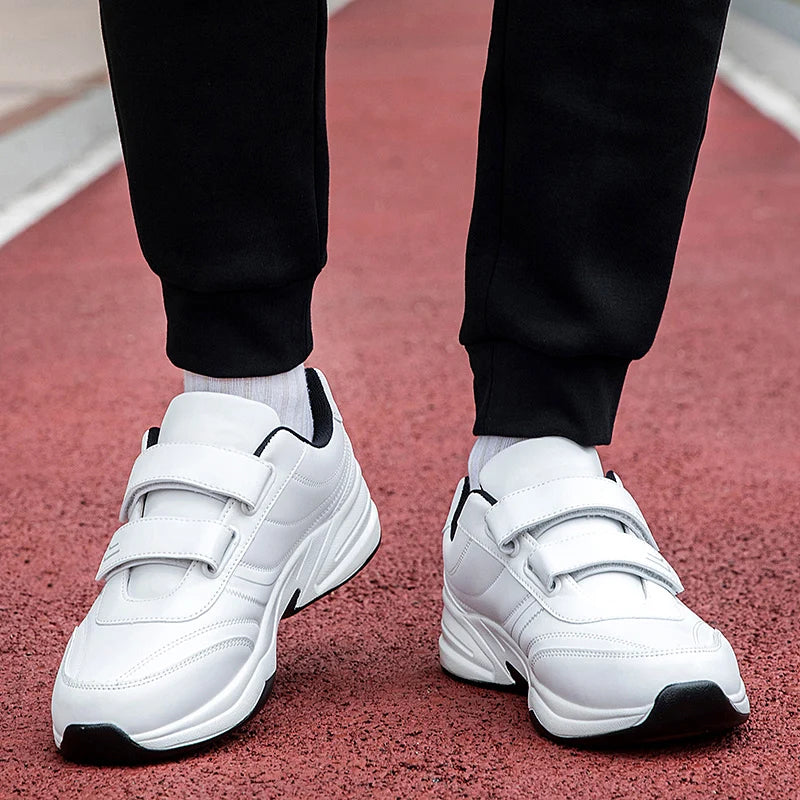 Large Size 48 White Casual Sneakers Men Comfy Leather Lightweight Men's Sports Shoes Outdoor Non-slip Walking Shoes Man Trainers