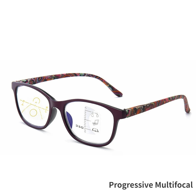 Progressive Multifocal Reading Glasses Women Anti Blue Light Presbyopia Eyeglasses Computer Eyewear Look Near Far +1.0 To +4.0