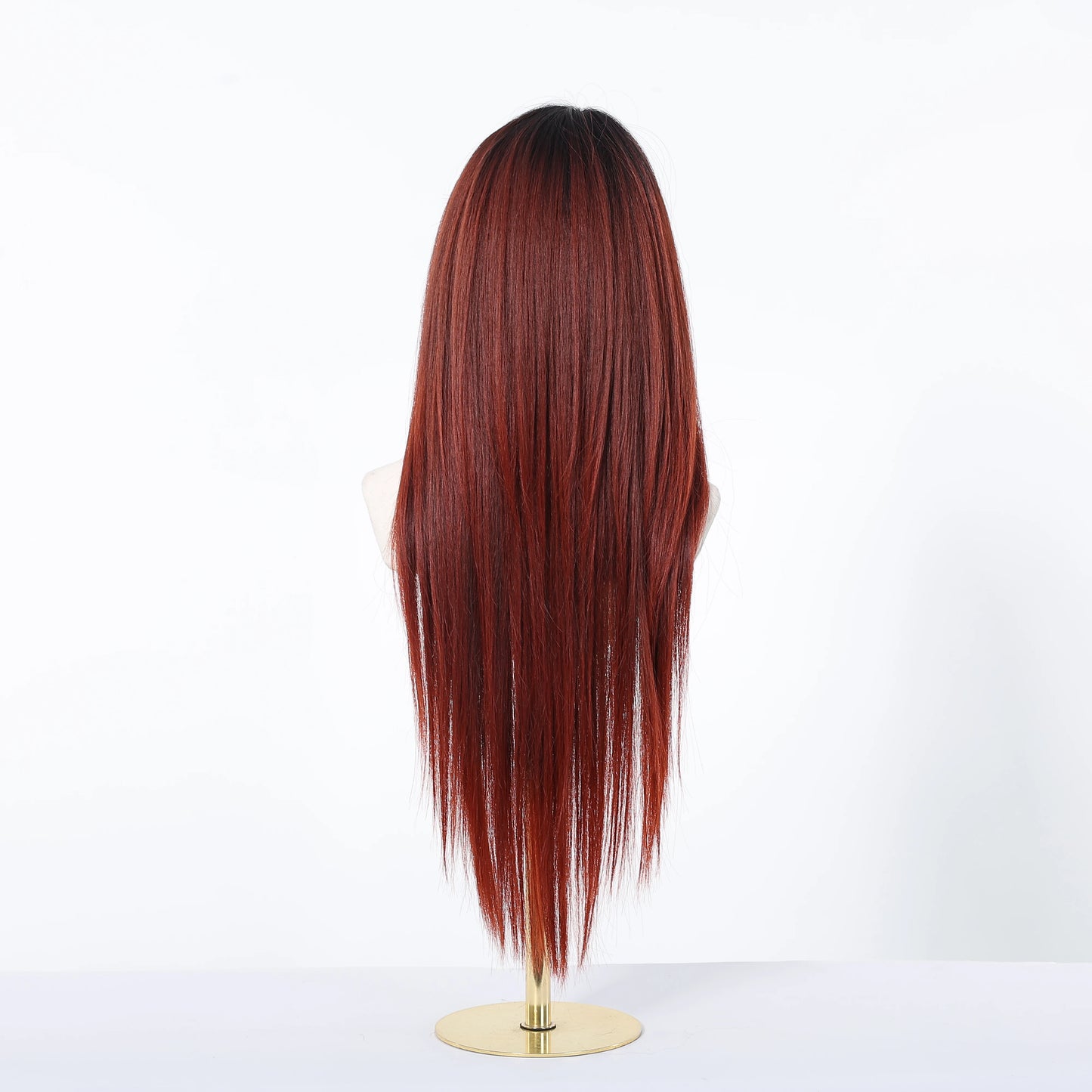 Burgundy Wine Red Ombre Layered Synthetic Wigs With Bangs Super Long Straight Wig For Women Cosplay Natural Daily Heat Resistant