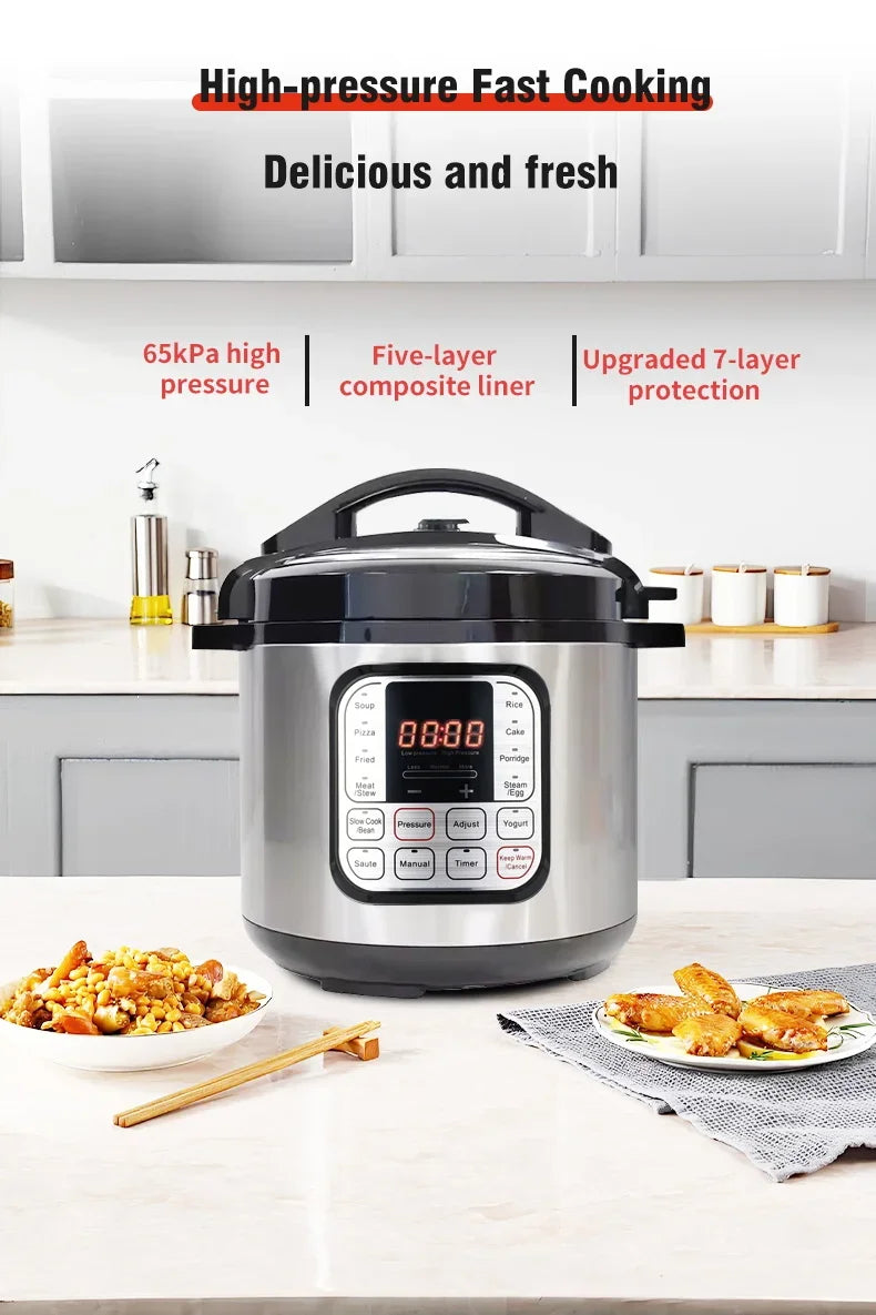 5L Electric Pressure Cooker Stainless steel Smart Multicooker for Kitchen Slow Cooker Rice Cooker Steam Pot Food Warmer 220V