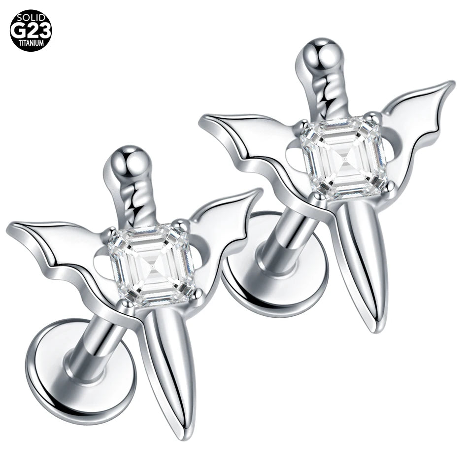 1/5PCS Titanium 16G Tragus Daith Helix Lobe Ear Piercing for Women Leaf Star Zircon Cartilage Stud Earring Piercing Jewelry Gift