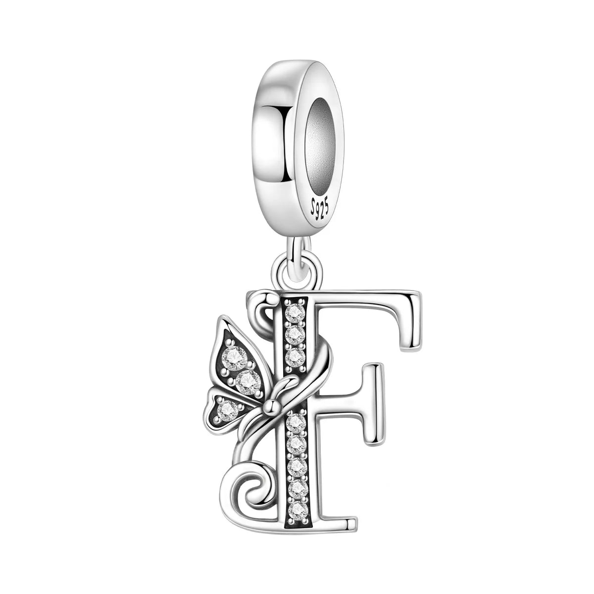 2026 New 925 Sterling Silver Zircon Scroll Grass Pattern 26 Letter Bead Charms for Women Fit DIY Bracelet Necklace Jewelry Gift
