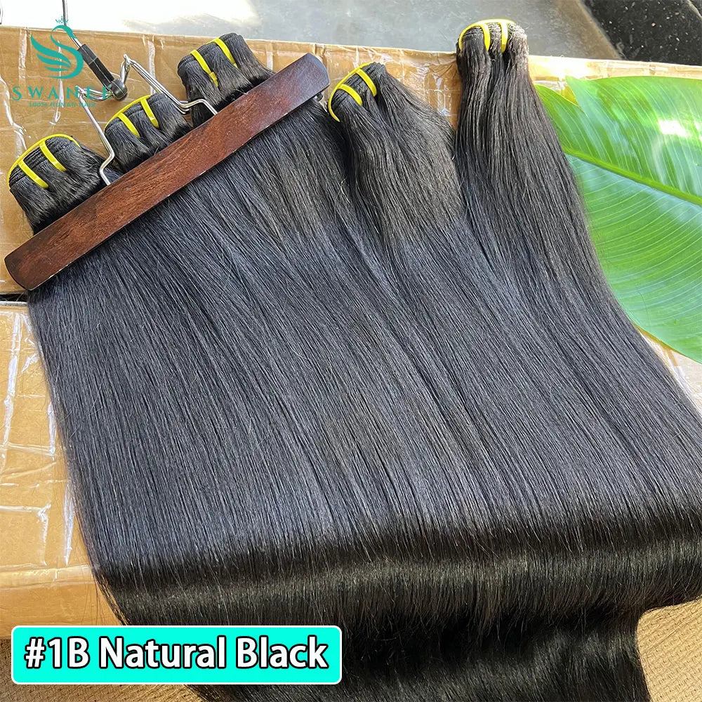 15A Light Yaki Straight Human Hair Bundles #1B Natural Color Sew In Weaves Kinky Straight Bundles Vietnamesen Hair Extension