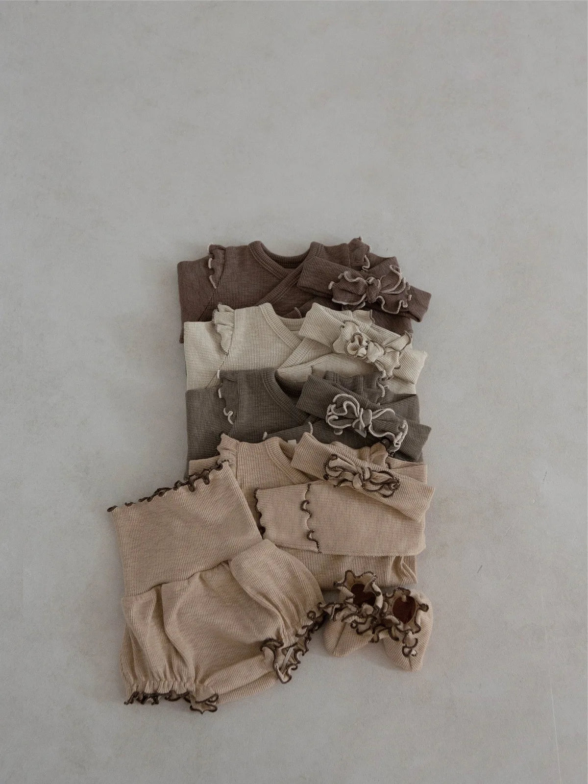 6738 Baby Clothing Set 2025 Autumn New Baby Girl's Home Suit Flying Sleeve Top+High Waist Belly Shorts Pajamas Set