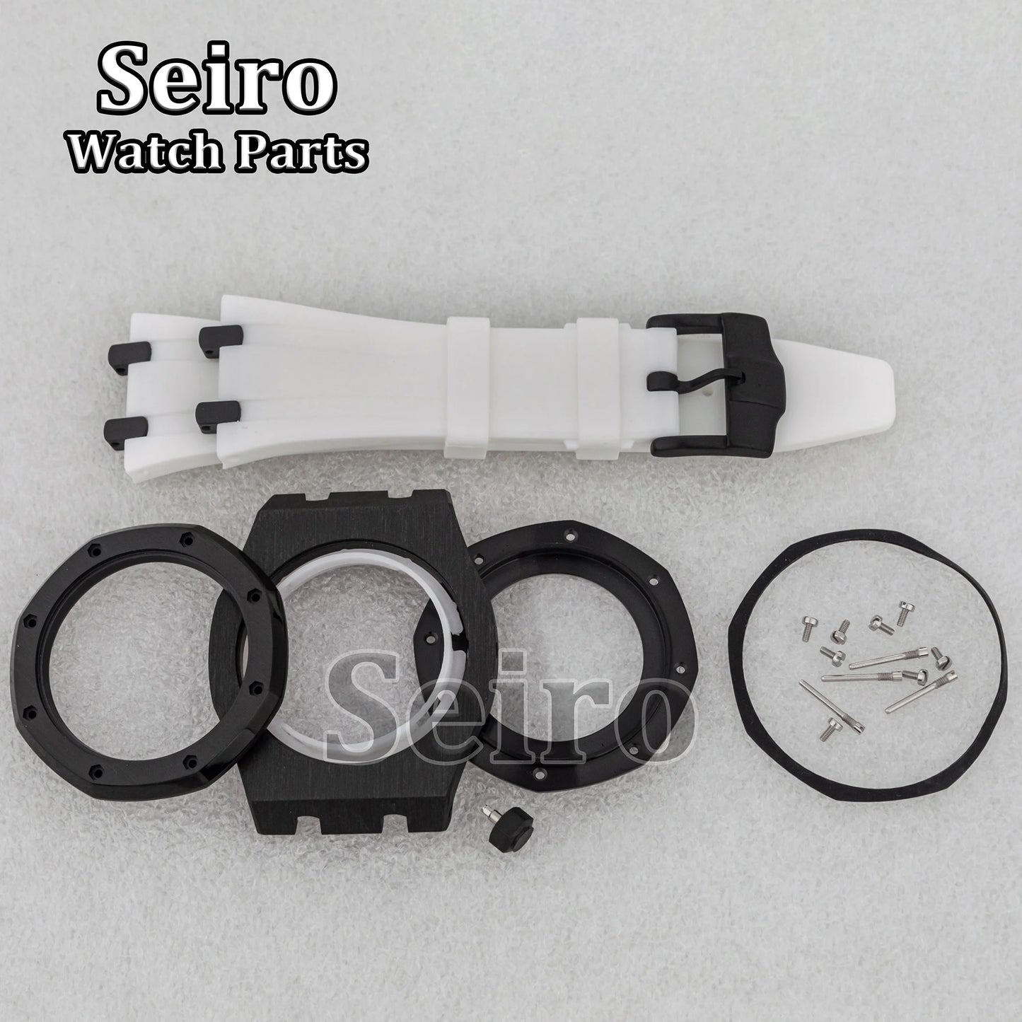 42mm Octagon Watch Case Rubber Strap Sapphire Crystal 10bar for 31.8mm Dial Royal Oak NH35 NH36 Movement Watch Modified Parts