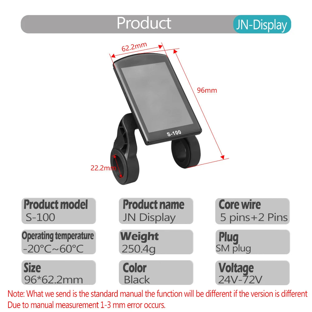 Ebike Sine Wave Display Controller 100A Three-Mode 48V52V60V72V with Learning Function UKC1 LCD Color Display 3000W5000W Motor