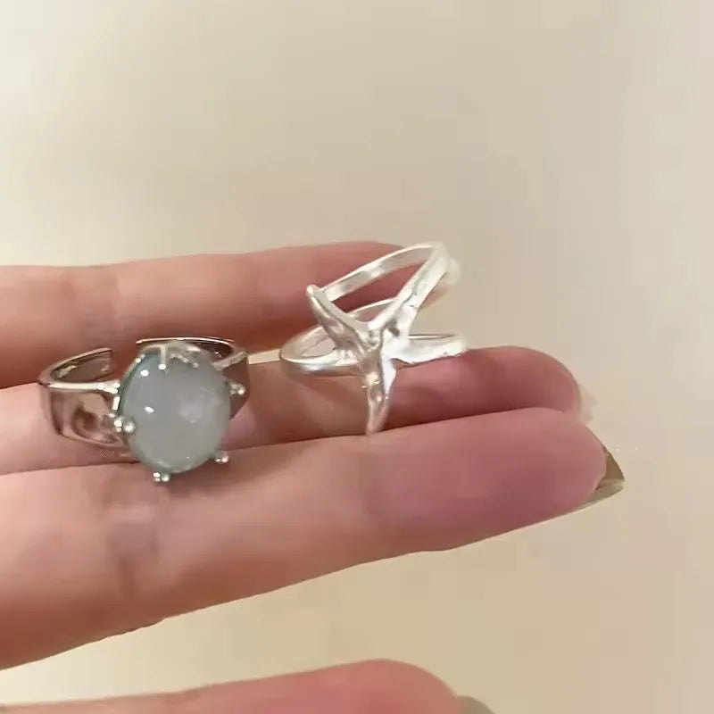 VENTFILLE 925 Sterling Silver Rings for Women Couple Blue Stone Star Jewelry  Party Birthday Gift Dropshipping Wholesale