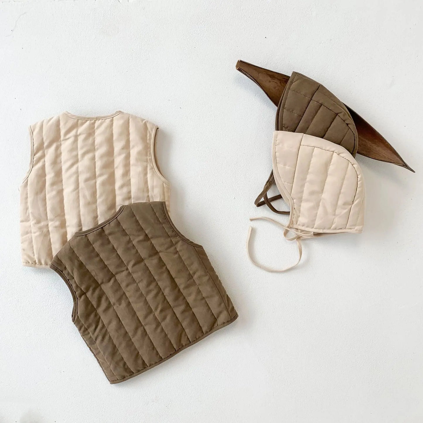 Korean Baby Vests Hat Set Fall Spring Kids Waistcoat for Girls Boys Jackets for Children Outerwear Coats Toddler Infant Clothes