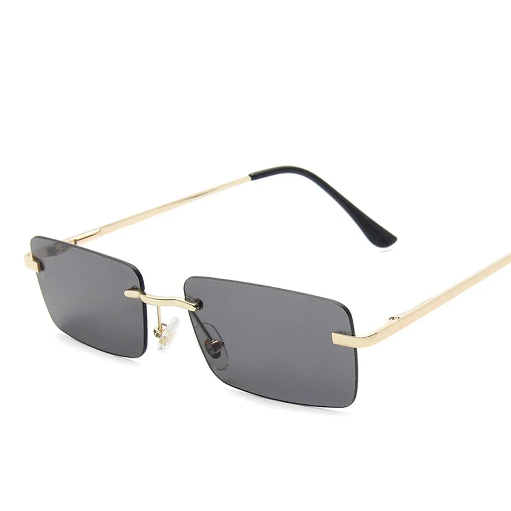 Rimless Rectangle Sunglasses Women UV400 Driving Sun Glasses Men Clear Color Summer Accessories Square Small Size