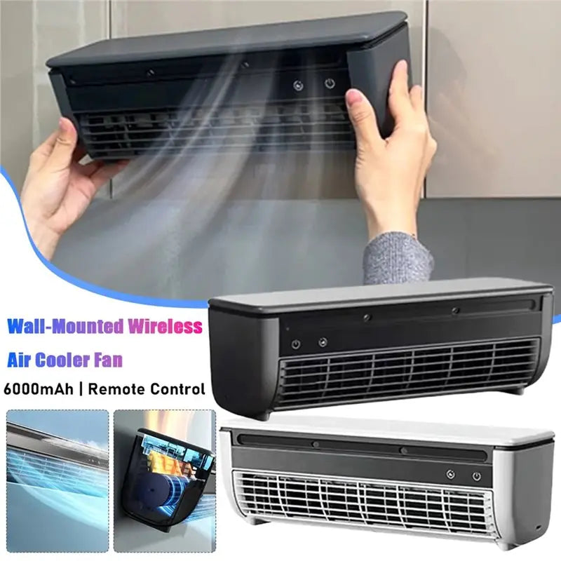 ABWM-Wall-Mounted Air Cooler Fanquick Cooling Leafless Mini Air Conditioner Wireless Quiet Electric Fans With Remotecontrol