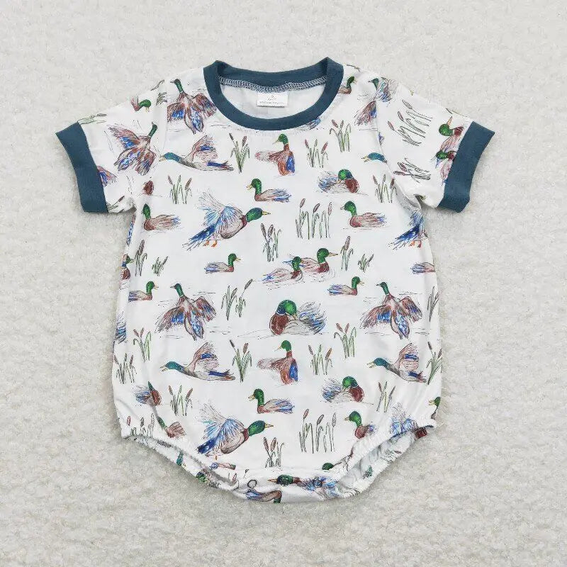 4.14y NEW stock baby girls summer romper wholesale boutique embroidery pattern floral flowers purple flying sleeves onesie