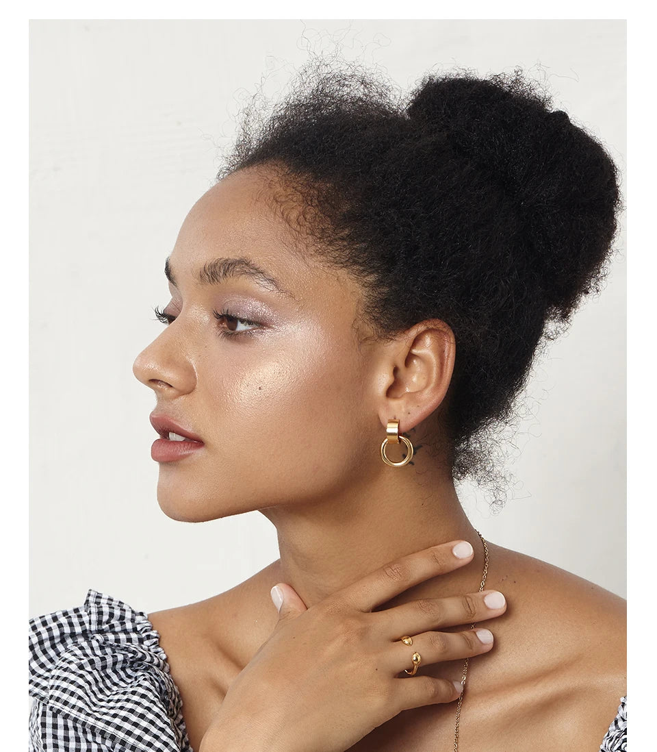 ENFASHION Curved C Circle Drop Earrings For Women Gold Color Stainless Steel Geometric Earings Fashion Jewelry 2020 Gifts E1183