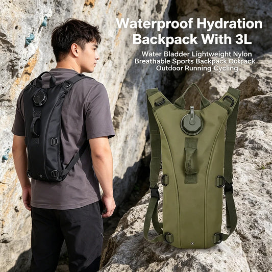3L Water Bladder Hydration Backpack Waterproof Lightweight Nylon Outdoor Sports Bag For Hiking Cycling Running Climbing