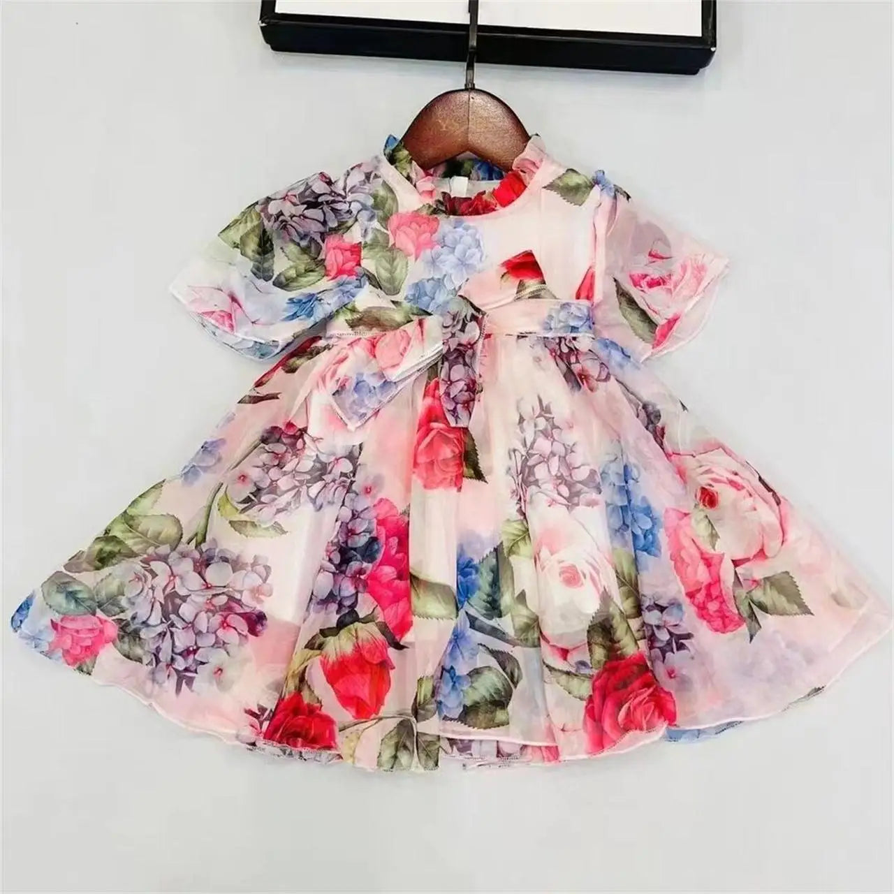 2025 new baby dress green flower dress children clothing cotton kids summer clothes for 0-2 years old