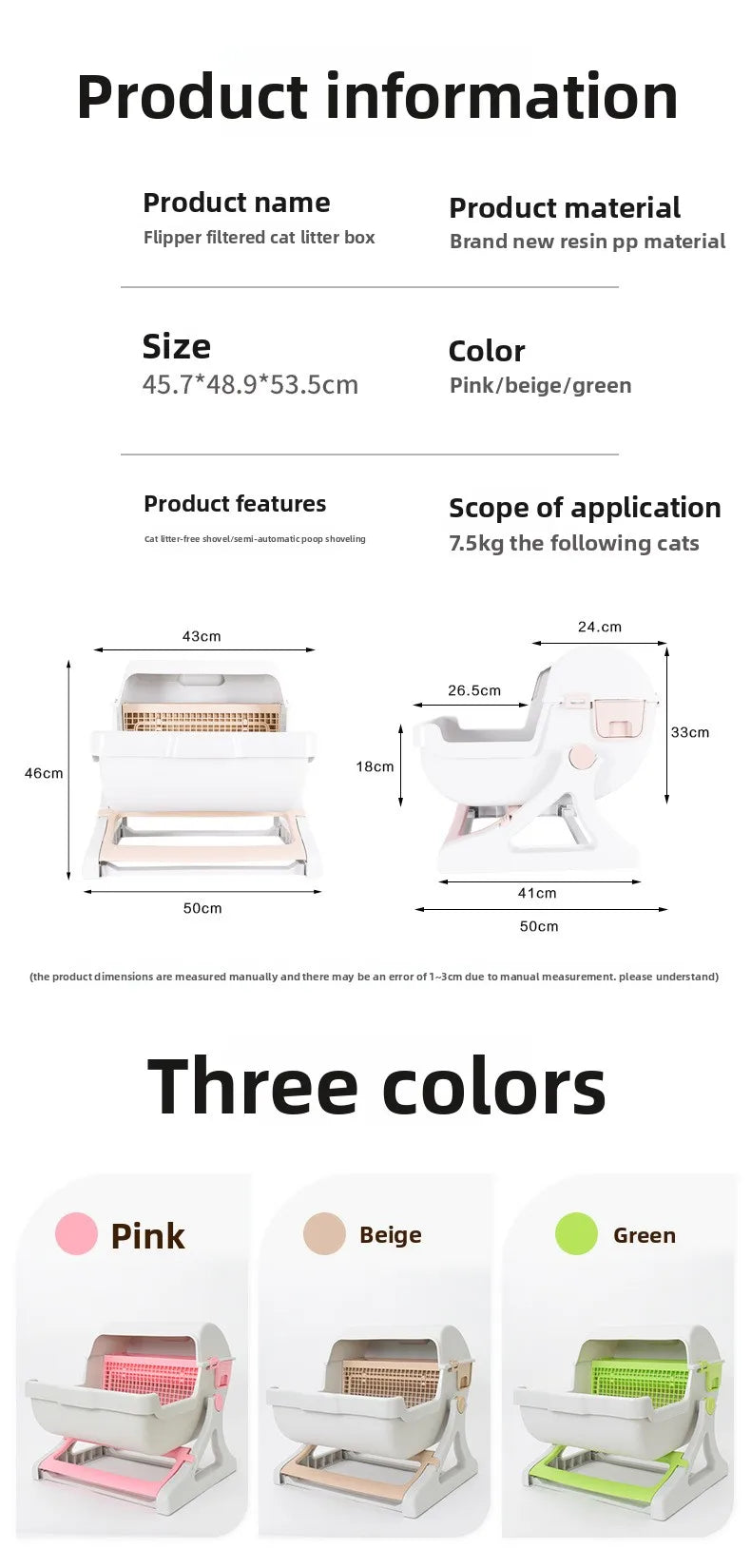 Semi-automatic Cat Litter Box Anti-splash Oversized Semi-closed Pet Toilet Lazy Cat Toilet Pet Products