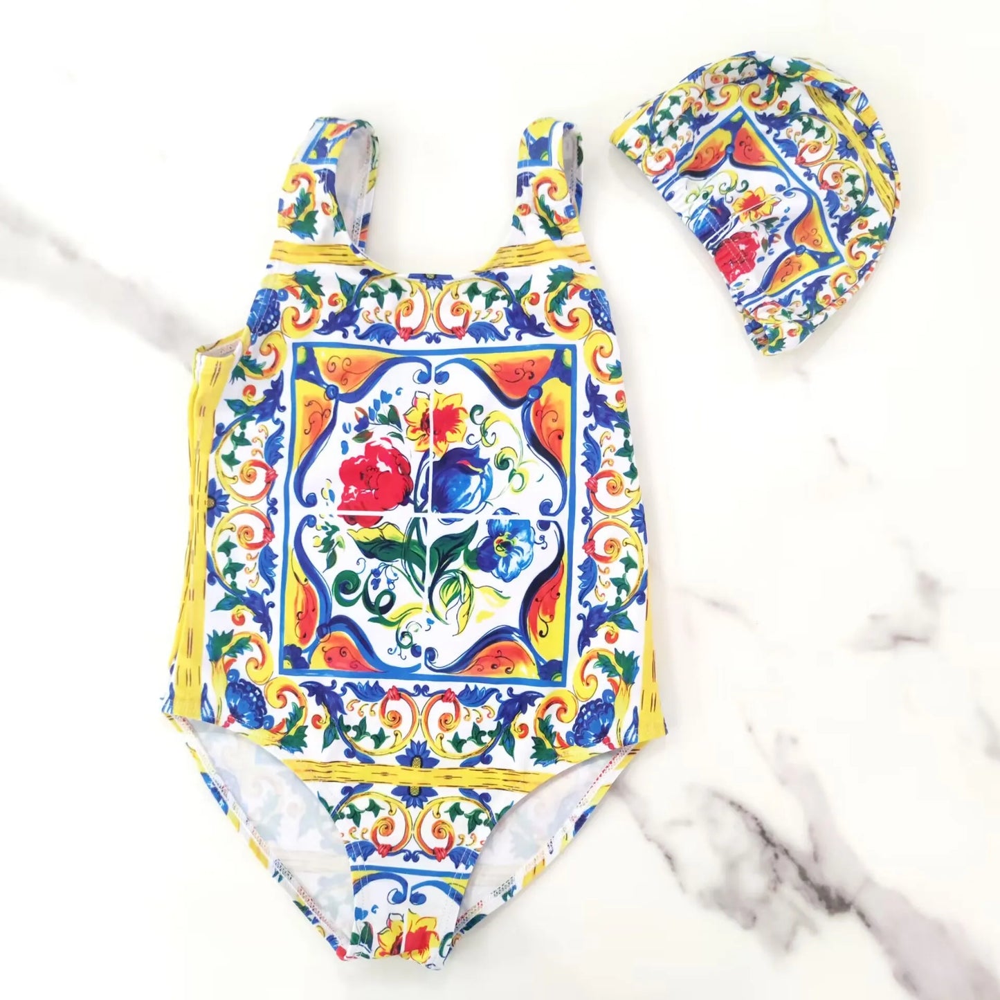 2025 Girl Swimsuit Summer golden flower bodysuit Special Offer Children's Swimsuit factory Wholesale
