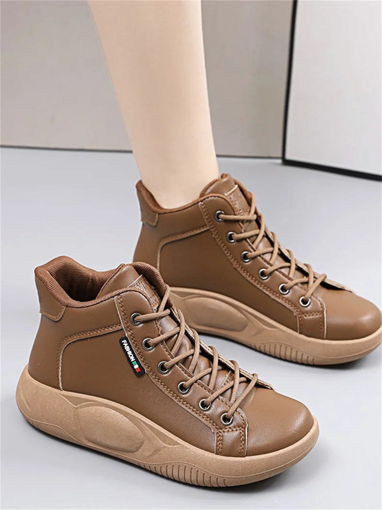 CINESSD Version of High-top Shoes for Female Students Trend of Casual Running Shoe Comfortable Lace-up Sneakers Female Shoes