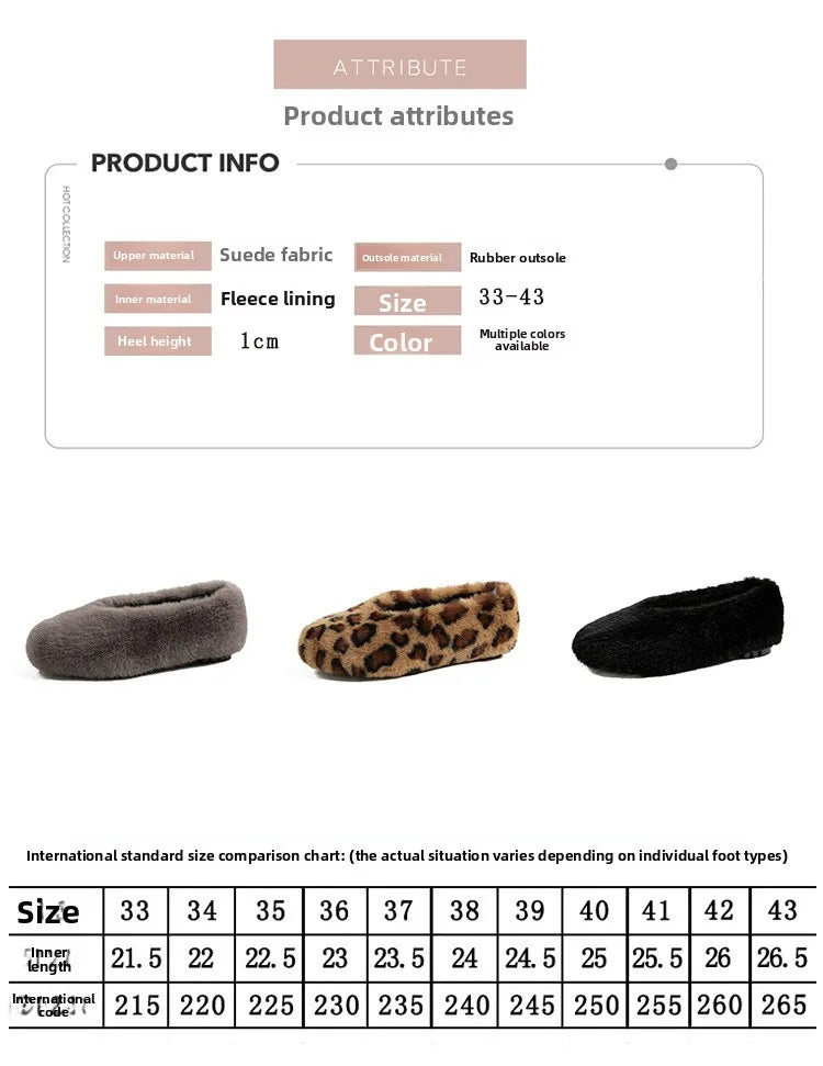 Women's Shoes 2025 New Style Warm Mink Wool Fleece Soft-soled Bean Shoes, Plus-size Women's Shoes43 Mom Shoes Luxury Shoes Women