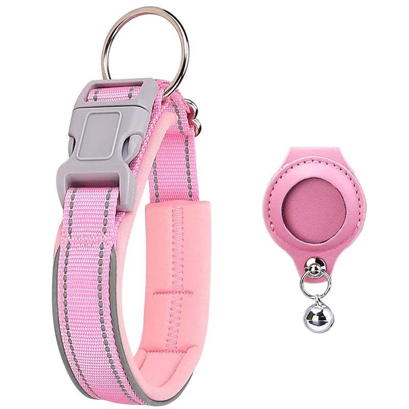 Airtag Dog Collar Adjustable Nylon Reflective Pet Collar For Small Medium Large Dog Durable Anti-lost Dog Necklace With Padded