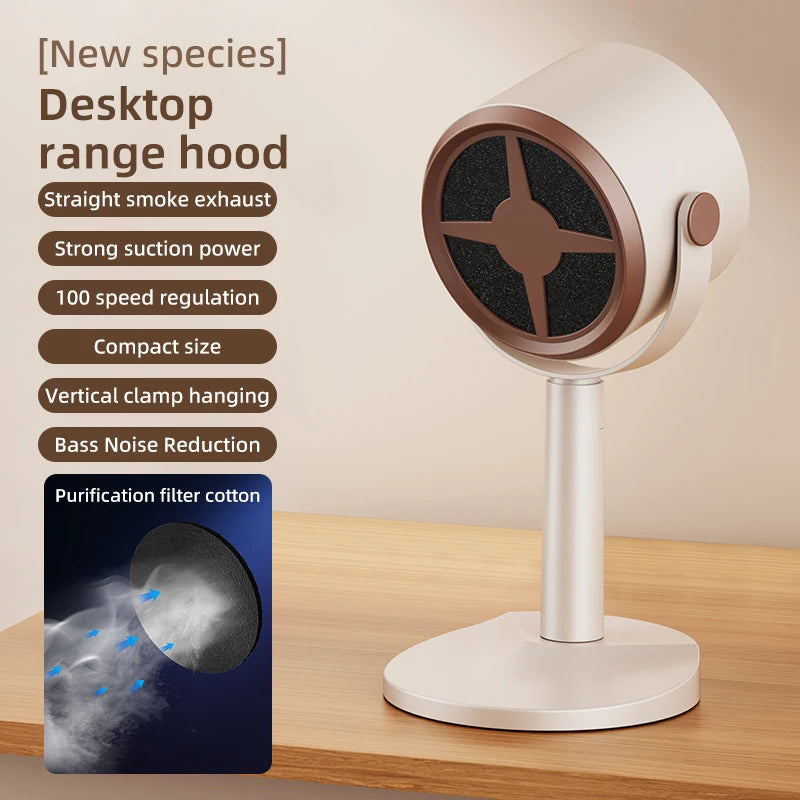 Electric Desktop Range Hood USB Adjustable Angle Portable Mini High Suction Power Exhaust Fan for BBQ Hot Pot Kitchen Appliance