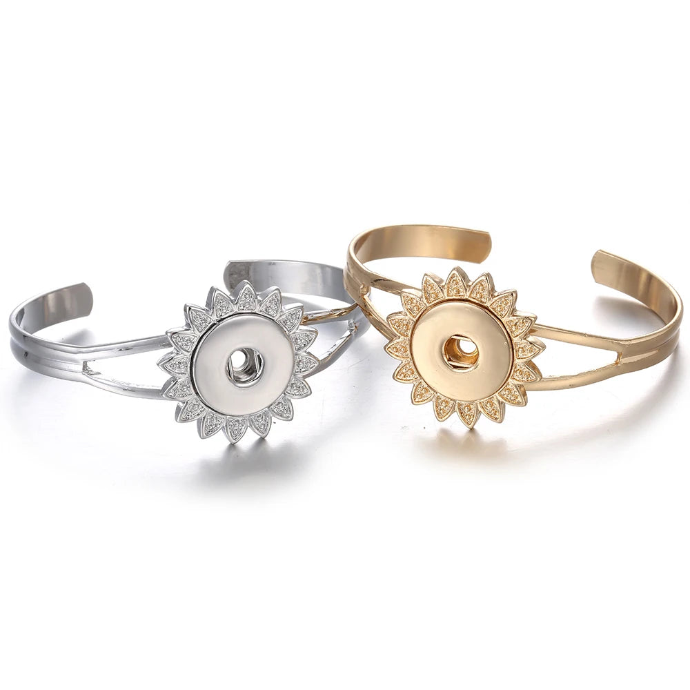 10pcs/lot Wholesale Metal 18mm Snap Button Bracelet Bangles Silver Gold Color Snap Bracelet Fit 20mm 18MM Snap Buttons Jewelry