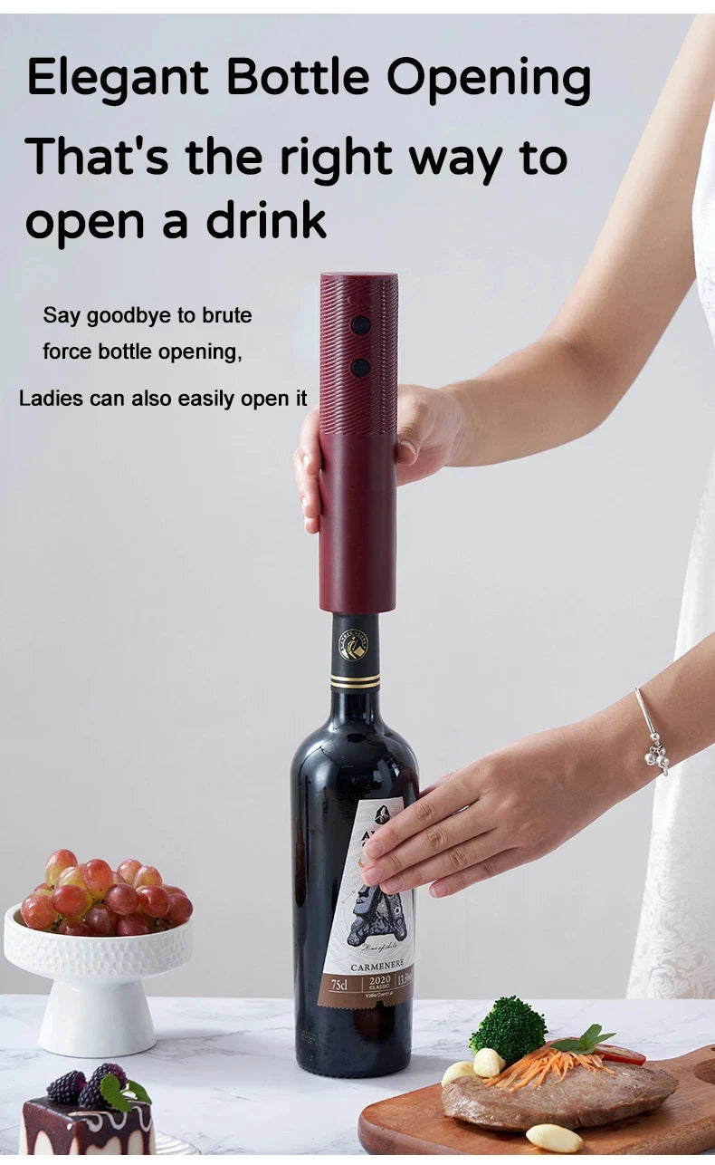 HOMEFISH Electric Wine Bottle Opener Automatic Red Wine Corkscrew Rechargeable Wine Opener One-click Button Wine Tools