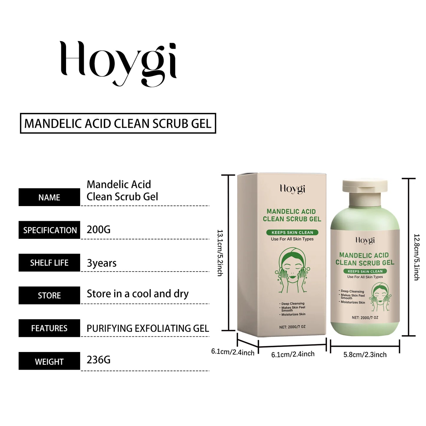 Mandelic Acid Body Exfoliating Gel Gentle Exfoliation Lasting Moisture Cleaning Remove Dead Skins Smooth Skin Cleans Scrub Gels