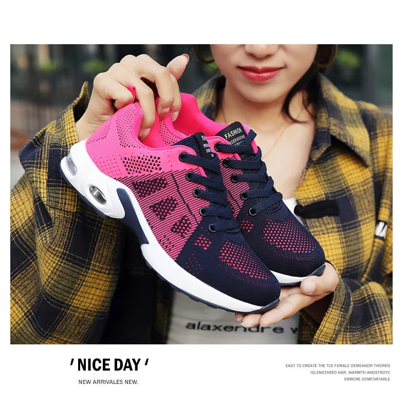 Mesh Women Running Shoes Breathable Casual Shoes Outdoor Light Weight Pink Tenis Sports Shoes Casual Walking Sneakers for Wamen