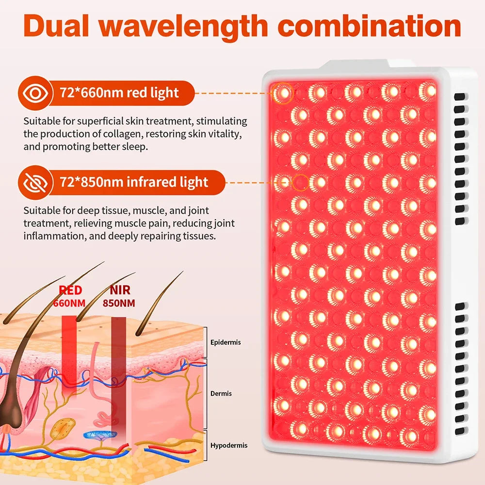 NEW 144 PCS LED Red ＆Infrared Light Therapy Lamp 850nm 660nm LED Beauty Devices for Relieve Full Body Pain Red Light Relief Knee