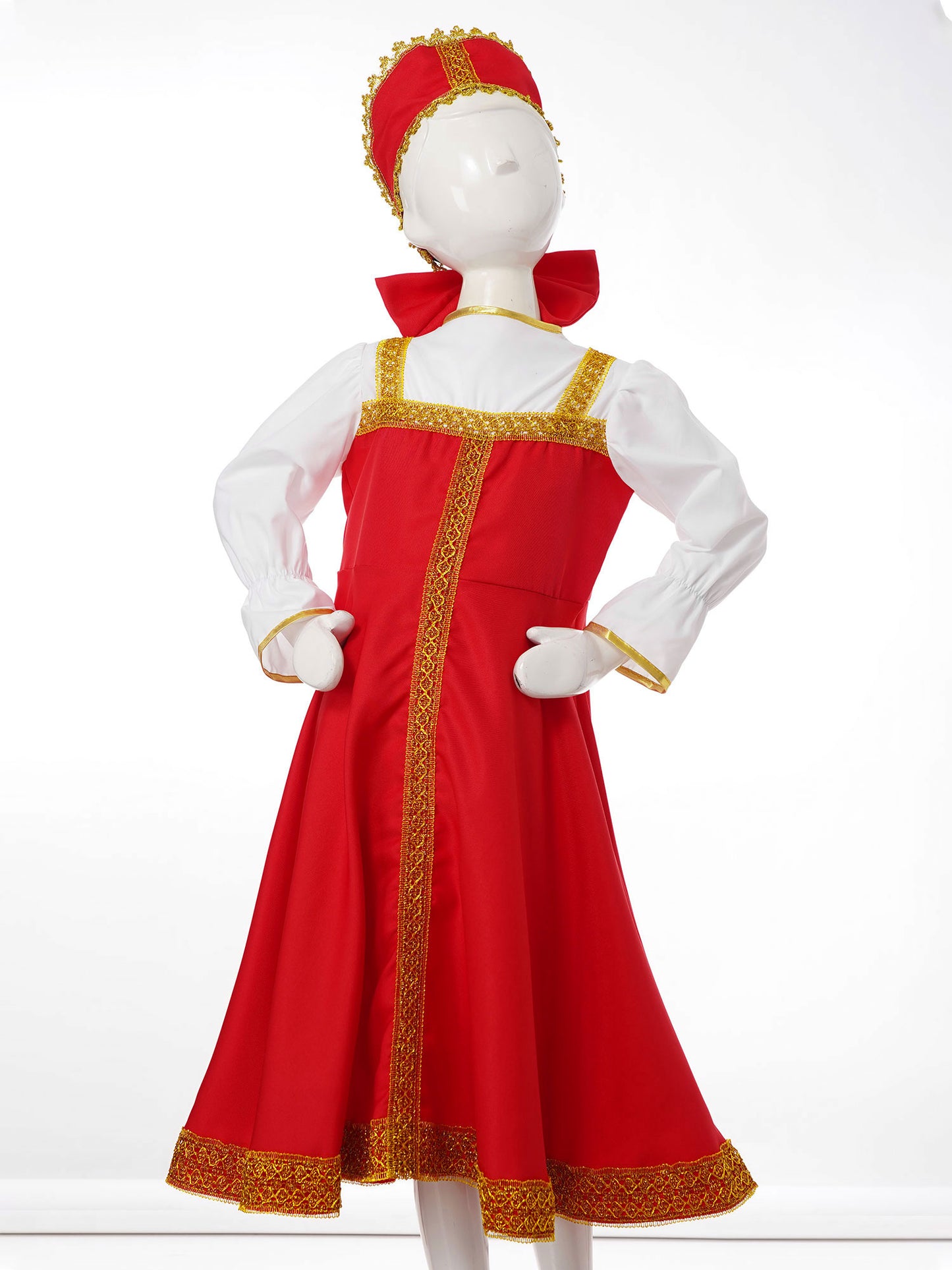 Kids Girls Russian Traditional Dance Costume Halloween Cosplay Festive Party Outfit Russian Fancy Dress with Headpiece Set 2-8Y