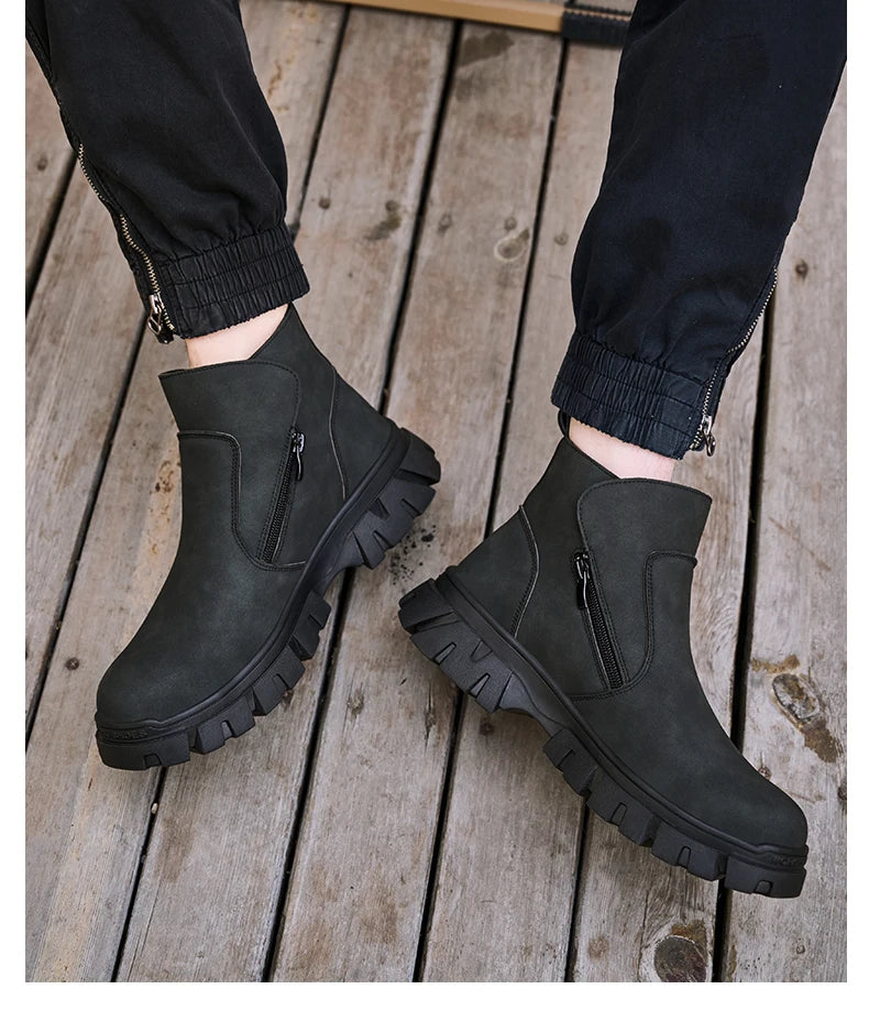 Steel Toe Work Boots side zipper anti-slip work shoes  Anti-Smash Anti Puncture industrial construction waterproof safety shoes