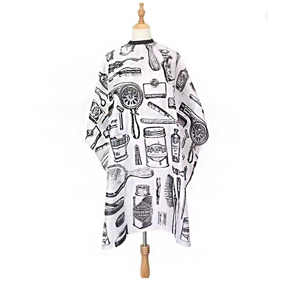 Vintage Print Waterproof Hair Cutting Cape with Soft Neck Duster Brush, Professional Barber Gown and Neck Brush Kit for Salon