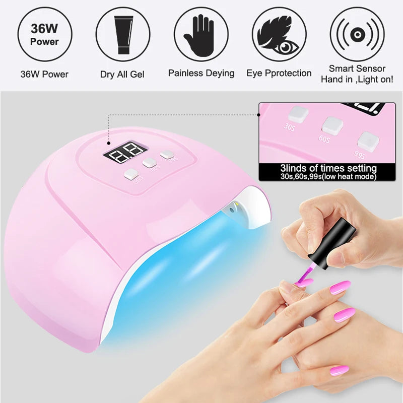 Gel Nail Polish Set With UV Nail Lamp Poly Extension Nail Gel Kit Semi Permanent Gel Varnish Set Professional Nail Art Tools Kit