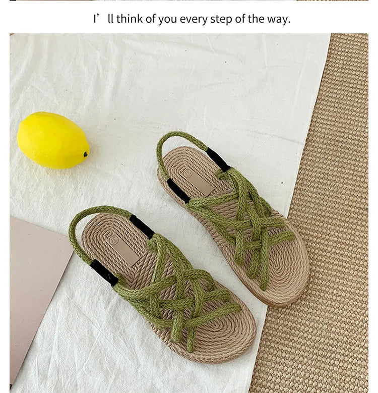 Woman Sandals Shoes Braided Rope with Traditional Casual Style and Simple Creativity Fashion Sandals Women Summer Shoes Zapatos