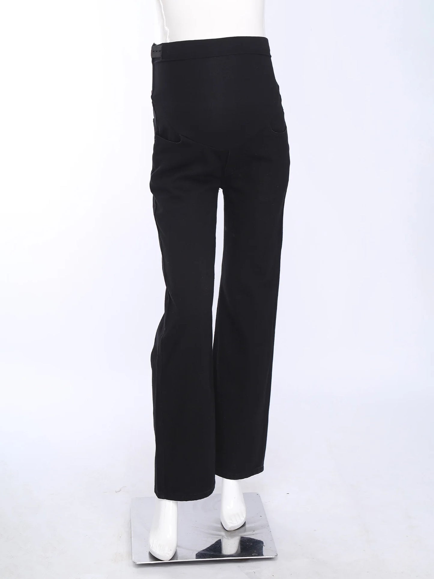 Pregnant Women Fashion Casual Wide-Leg Jeans Adjustable High Waist Belly Support Denim Pants Maternity Clothing for Daily Party